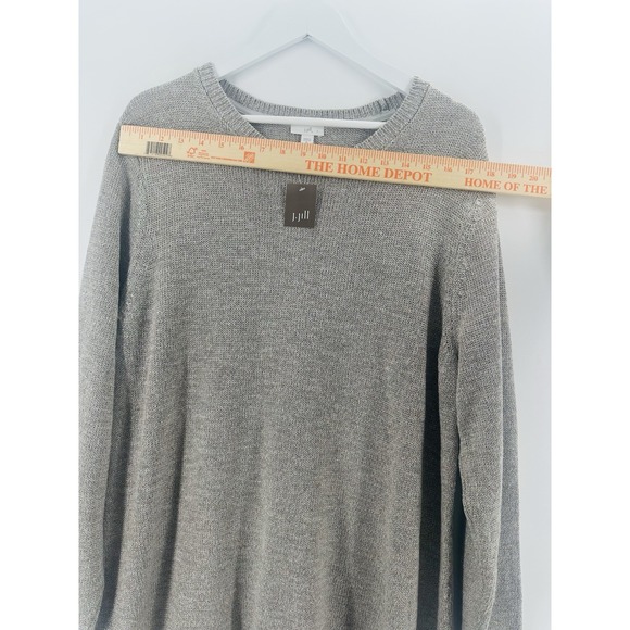 NWT J Jill Womens Sz XL Silver Metallic Zinc Knit Pullover Sweater Sparkle AA03 - Picture 2 of 8
